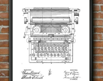 Typewriter Patent Print - Typewriter Patent Poster - A5 A4 A3 - Typist Art Decor Gift