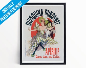 Vintage French Posters: Art Nouveau Print - Quinquina Dubonnet - A5 A4 A3 - Professionally Printed Wall Art