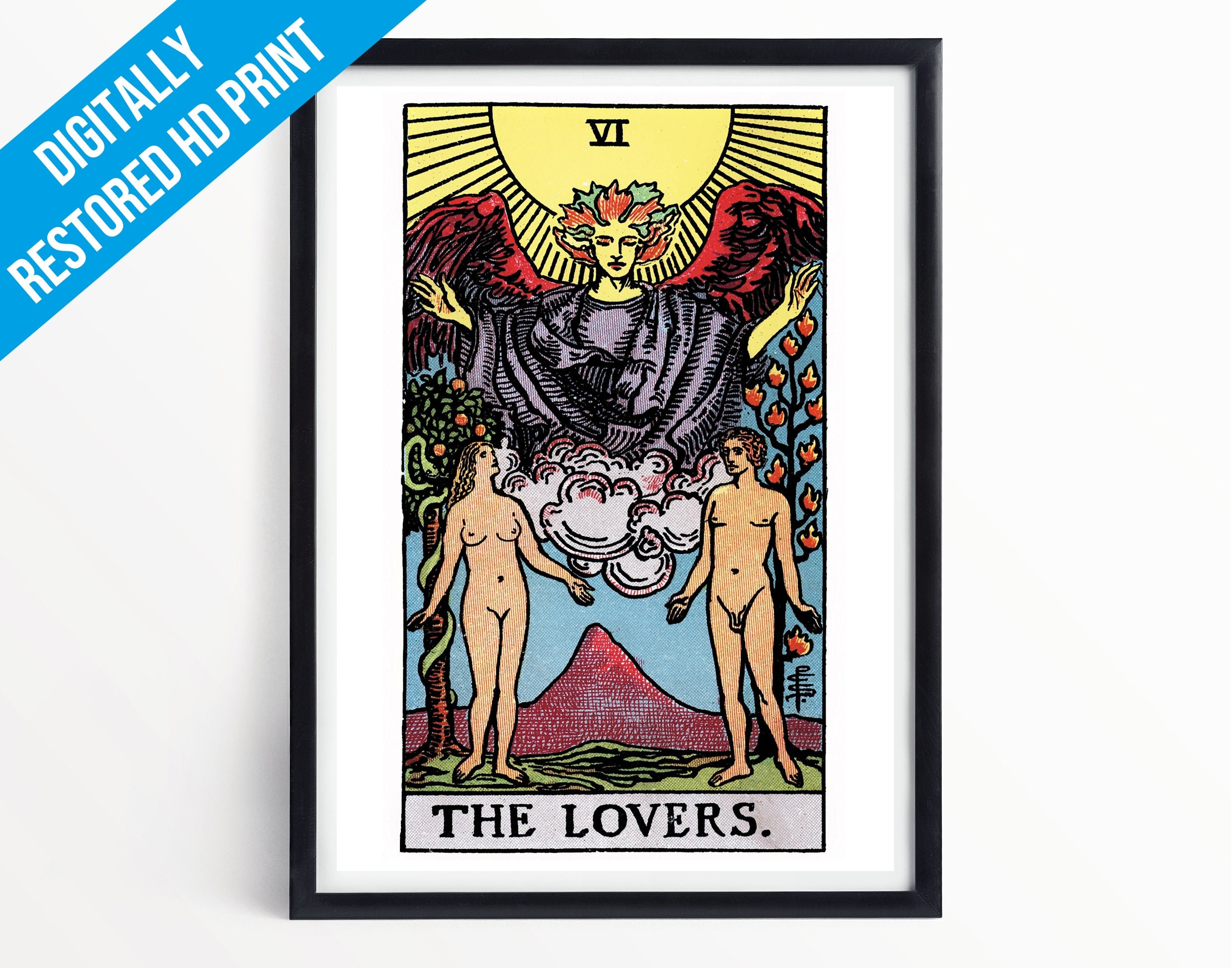 Tarot Card Poster Print the Lovers A5 A4 A3 Rider Waite - Etsy