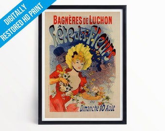 Vintage French Posters: Art Nouveau Print - Fete Les FLeurs - A5 A4 A3 - Professionally Printed Wall Art