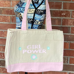 Girl power durable canvas tote bag/Tween tote bag gift/Girl’s Gift/Creative tote bag gift/Sleepover tote bag/beach bag/School tote bag