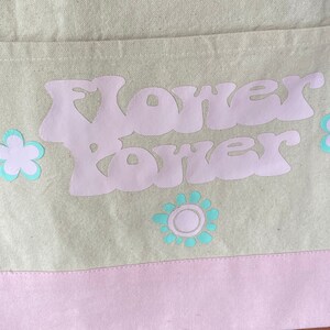 Flower Power gift/Flower power cute gift idea/Flower Power tote bag/Cute tote bag for girl/tote bag gift for girl/Pink tote bag idea
