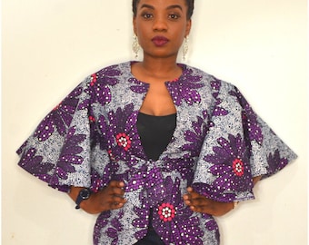 African Ankara Cotton Party Ruffle Flare Top/Blouse For Women