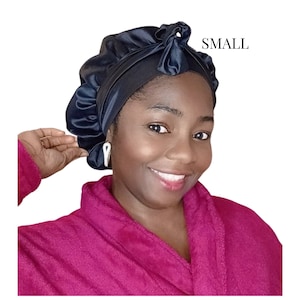 Adjustable Satin-Lined Bonnet, Edge Protection, Free Washable Pouch