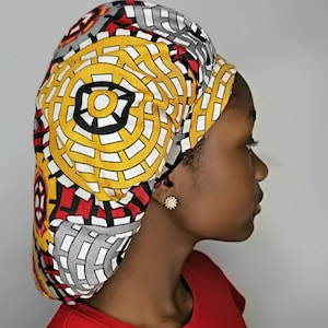 Satin Lined Ankara Hair Bonnet, Curly hair Sleep Cap, Shop Now.