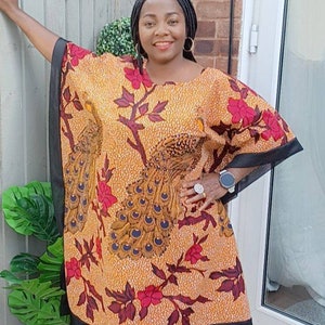 Vestido Kaftan Africano Ancara com Estampa Shift