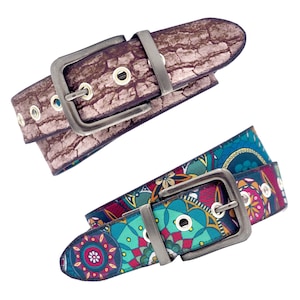 Reversible fabric belt / Vegan / Recycled / Handmade (SeeGlück MB45 & MB46)