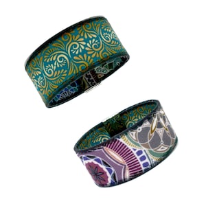 Sea yarn reversible bracelet narrow vegan/recycled/handmade (Design MB01 & MB24)