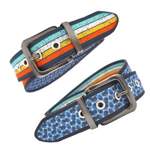 Reversible fabric belt / Vegan / Recycled / Handmade (SeeSurfer MB20 & MB42)