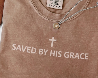 Saved by His Grace PNG, Minimalist Christian Faith Design, Bible Verse Sublimation