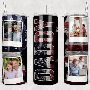 Best Daddy Ever Photo Frame Picture Tumbler, Dad Sublimation Tumbler Wrap, 20oz Skinny Tumbler, Family Seamless Tumbler