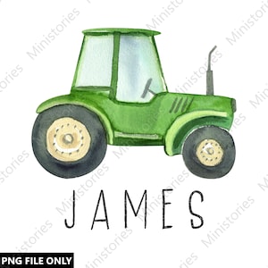 Personalized Tractor PNG with Custom Name, Personalized Kid Name with Tractor design, Customized Kid Tractor PNG