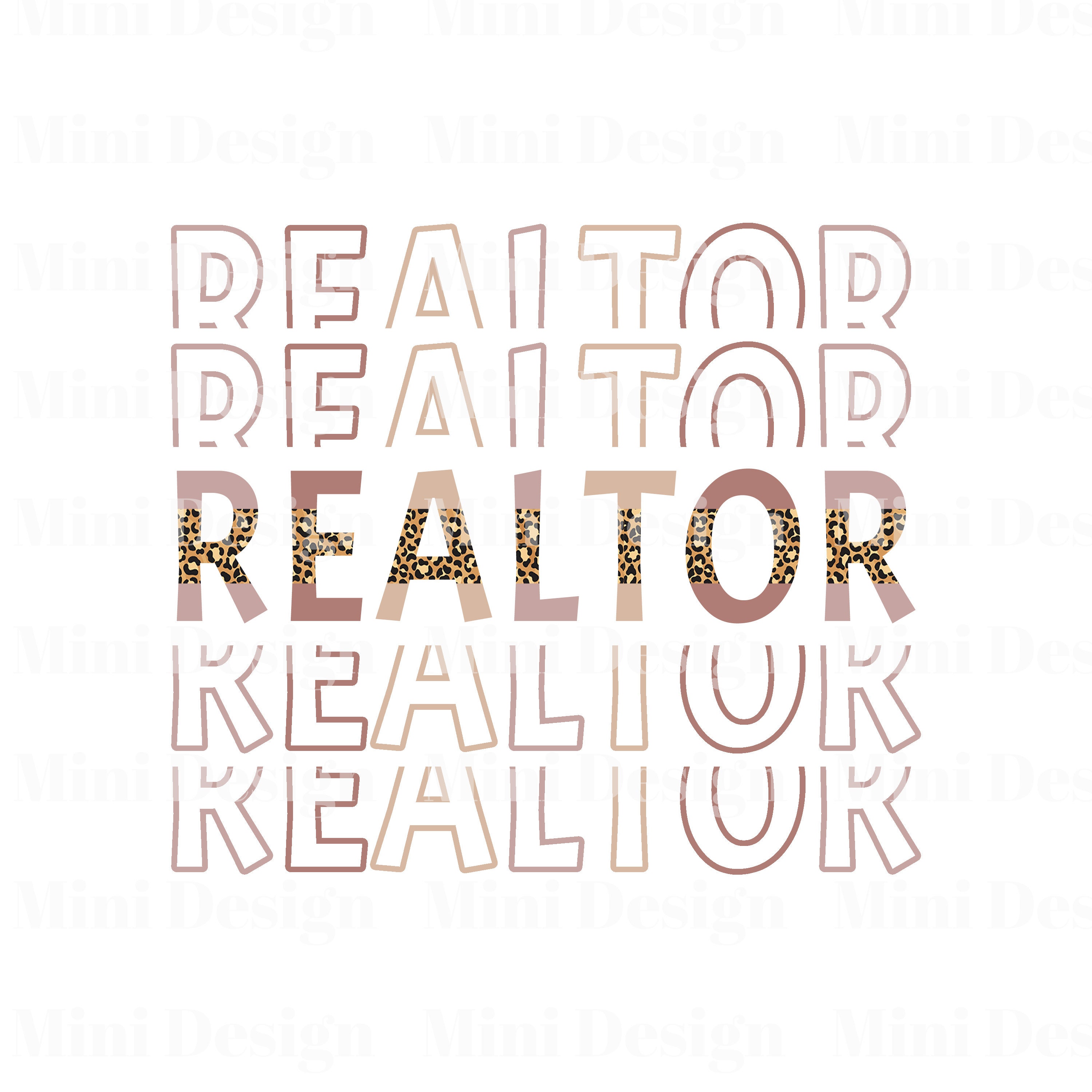 Realtor PNG Stacked Font Real Estate Leopard Boho Digital - Etsy