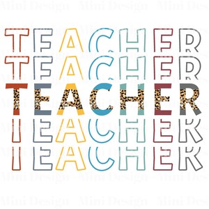 Teacher PNG, Teacher Leopard, Digital Download, Sublimation Design,  Ready To Press