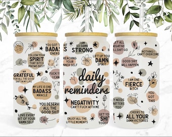 Boho Affirmations 473 ml glasburk med sublimering (digital fil)
