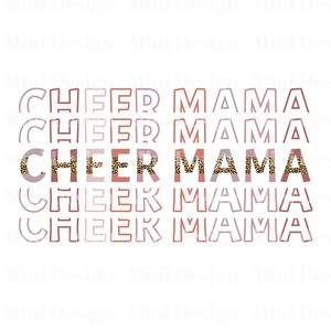 Cheer Mama PNG, fonte empilhada Mom Leopard Boho, download digital, design de sublimação, pronto para imprimir