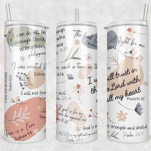 Affirmations Tumbler Sublimation, Christian Tumbler Wrap, Bible Verse Tumbler, 20oz Skinny Tumbler, Bible Quotes PNG Sublimation