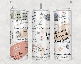 Christian Tumbler Wrap: Bible Verse 20oz Skinny Tumbler (PNG Digital File)