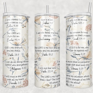 Affirmations Tumbler Sublimation, Christian Tumbler Wrap, Bible Verse Tumbler, 20oz Skinny Tumbler, PNG Sublimation