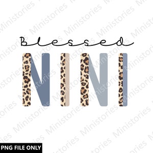 Leopard Blessed Nini, Boho Color Design, Png Sublimation Design, Digital Download, Transparent Background