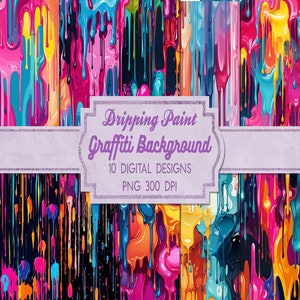 10 3D Dripping Paint, Dripping Paint Clipart Digital Paper Bundle