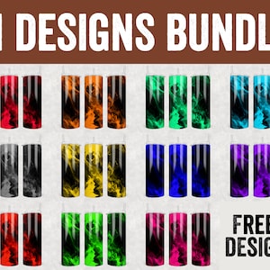 Bundle Smoke Tumbler, Blue Red Smoke Sublimation Tumbler Wrap, 20oz Skinny Tumbler, PNG Sublimation