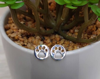 Ohrstecker Pfote Katze/Hund  925er Sterling Silber