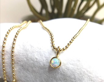 Kette mit Opal Stein Silber Gelbgold