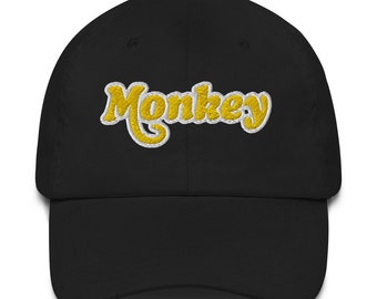 Monkey Bike Embroidered Hat - Yellow Graphic