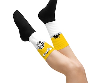 Monkey Bike Yellow and White Socks