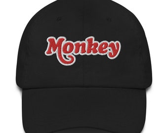 Monkey Bike Embroidered Hat - Red Graphic