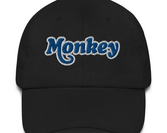 Monkey Bike Embroidered Hat - Blue Graphic