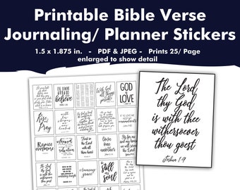 PRINTABLE Planner Stickers Bible Verse Black and White Inspirational Christian PDF and JPEG Scripture Verses Digital Religious Organization