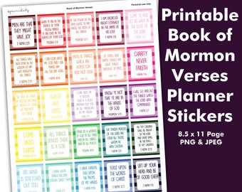 Printable Book of Mormon Verses Planner Stickers The Church of Jesus Christ of Latter Day Saints LDS Bullet Journal Bujo Inspiration
