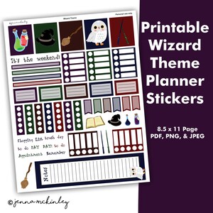 Printable Wizard Magic Planner Stickers Weekly Daily Theme, Decorative Calendar Organization Life Planning Bullet Journal Instant Download