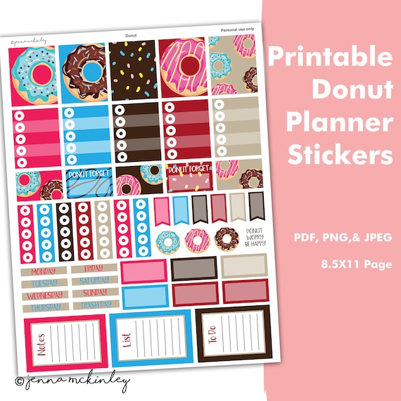 Printable Planner Stickers Donut Topic Regular or Weekly picture about Bullet Journal Monthly Spread Printable named Printable Planner Stickers Donut Concept Regular monthly or Weekly