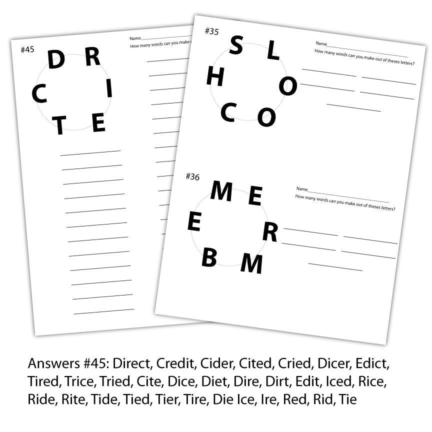 Activity Sheets Activity Connection 100 Printable Word Connection Activity Puzzles | Words Circle Guessing ...