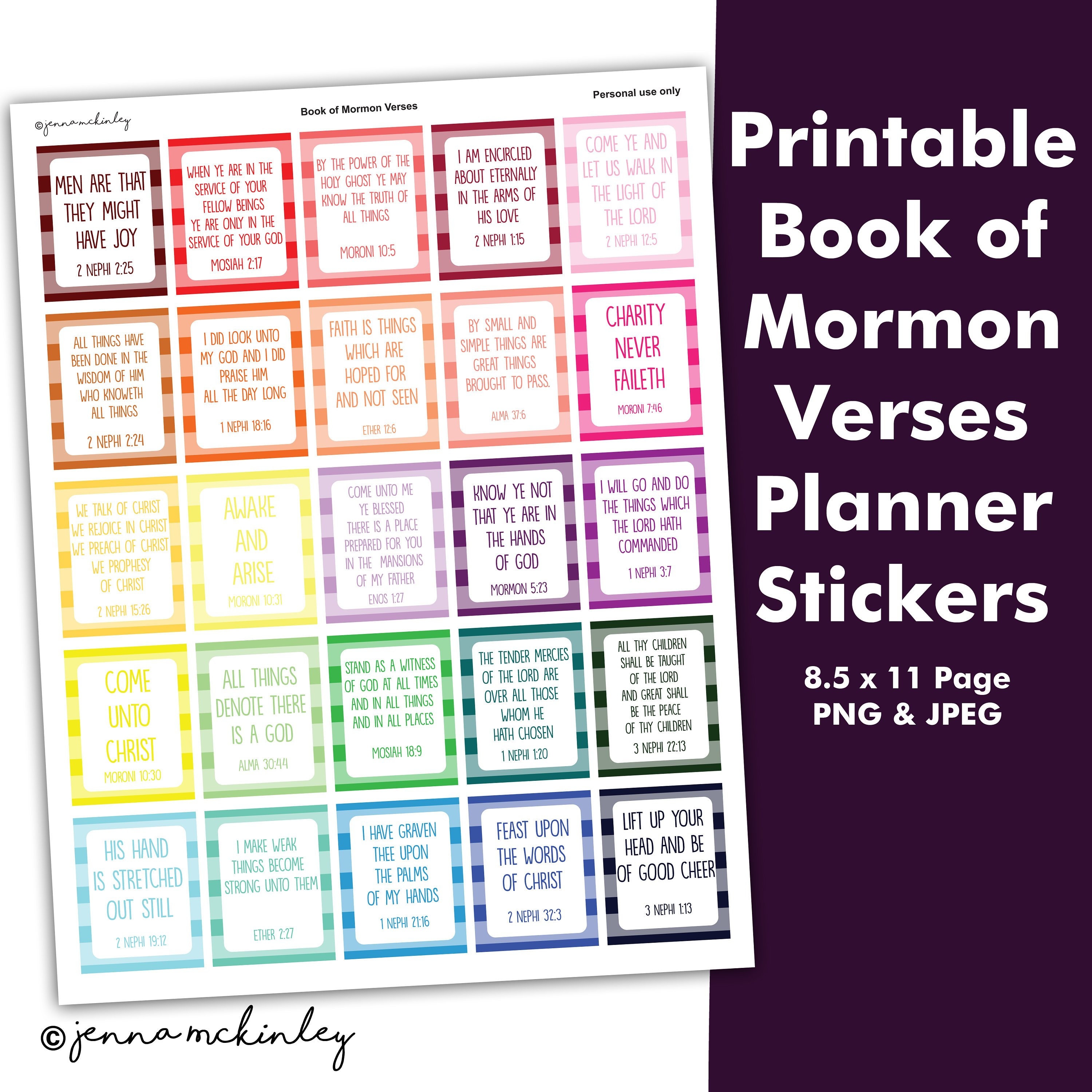 Printable Book Of Mormon Verses Planner Stickers The Church Of Jesus Christ Of Latter Day Saints Lds Bullet Journal Bujo Inspiration