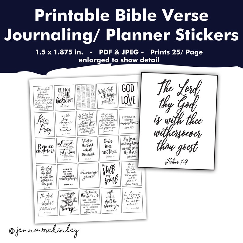 printable planner stickers bible verse black and white etsy