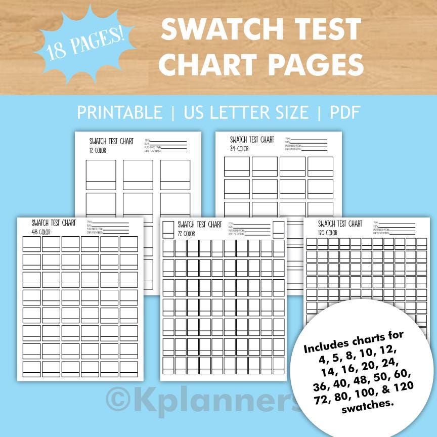 Printable Swatch Test Pages for Art Supplies | Art Color Swatching ...