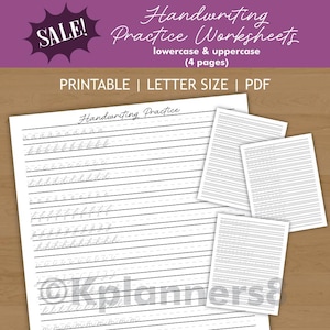 Printable Handwriting Practice Template Pages | Aesthetic Lettering Worksheet | Alphabet Tracing Writing Sheets | Improve Penmanship Guide