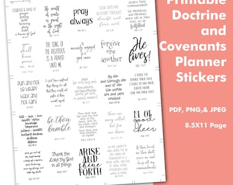 Pegatinas imprimibles para planificador con versículos de Doctrina y Convenios, pegatinas adhesivas para Bullet Journal "Ven, sígueme" de D. y C., ayudas de estudio, plan de estudios 2021