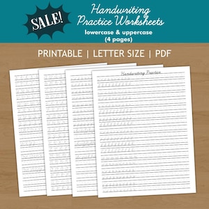 Printable Handwriting Practice Template Pages | Aesthetic Lettering Worksheet | Alphabet Tracing Writing Sheets | Improve Penmanship Guide