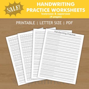 Printable Handwriting Practice Template Pages | Aesthetic Lettering Worksheet | Alphabet Tracing Writing Sheets | Improve Penmanship Guide