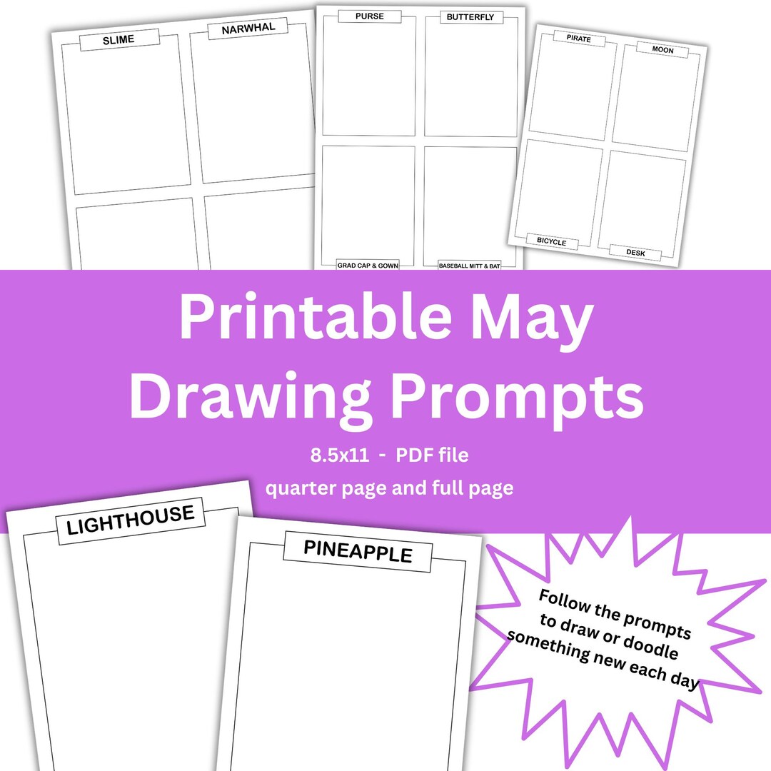 PRINTABLE May Drawing Art Journal Prompts Kit - 32 Doodling Pages ...