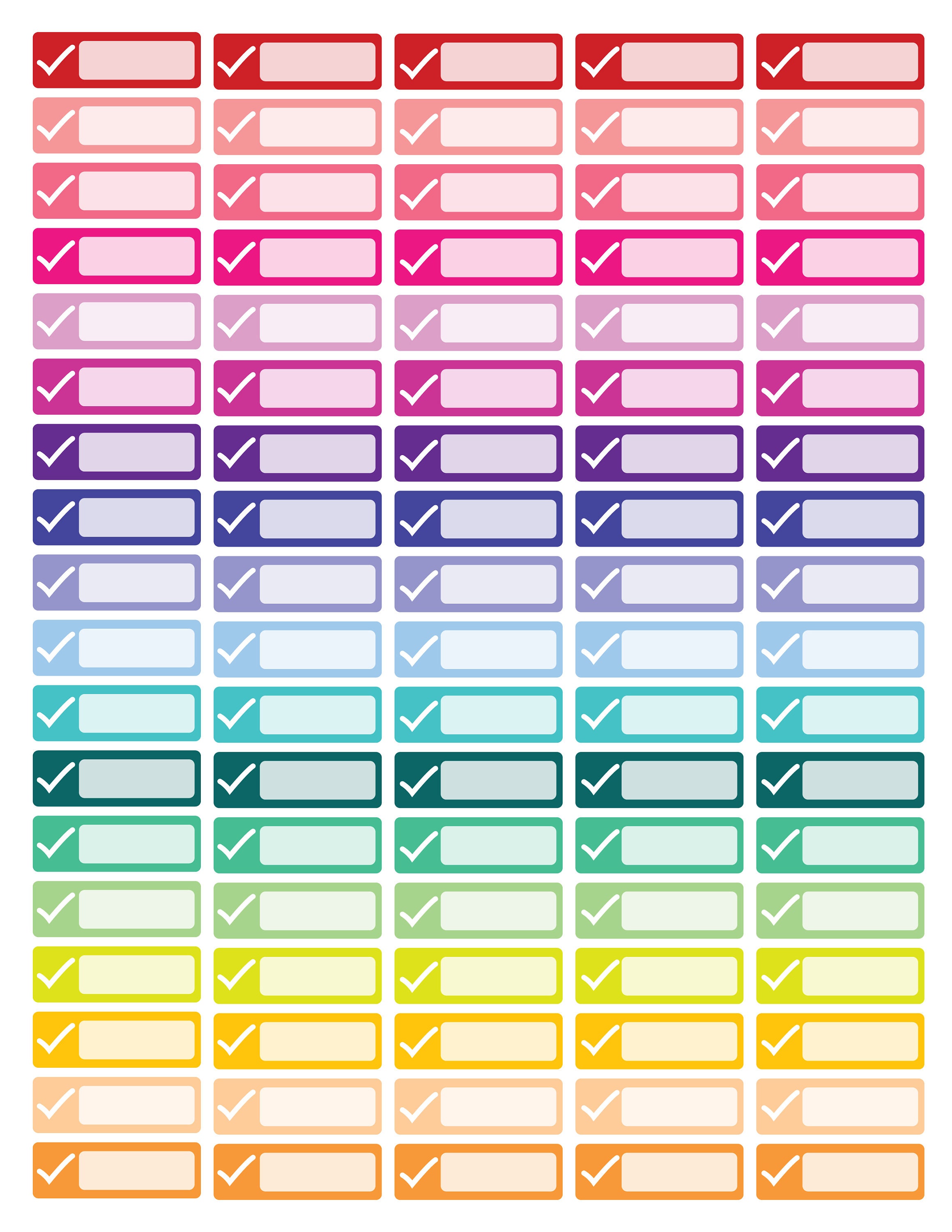 PRINTABLE Check Mark List Life Planner Stickers Blank Calendar Schedule ...