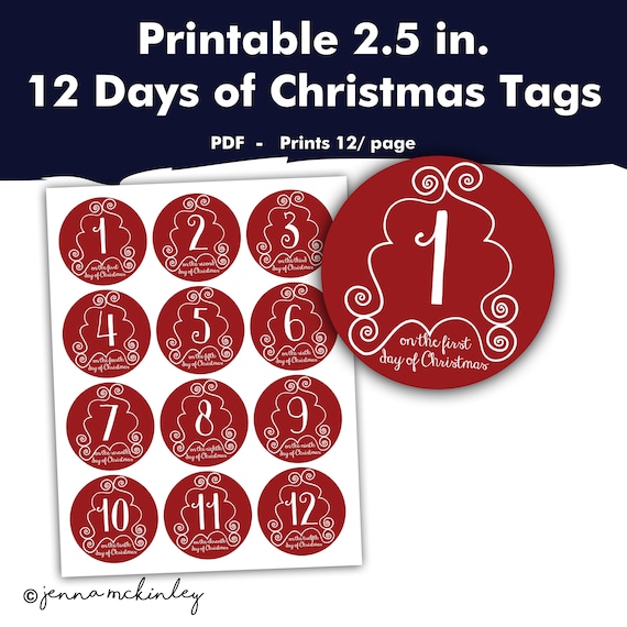 CHRISTMAS HOLIDAY, 12 Days of Christmas Gift Tags