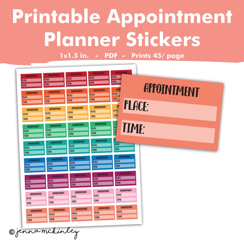 PRINTABLE Appointment Reminder Date & Time Planner Stickers, Daily