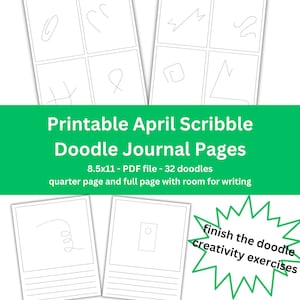 PRINTABLE April Scribble Notebook - Doodle Art Journaling Kit - 32 Pages - Kids or Adults Creative Exercises - Student Activity - Art Class