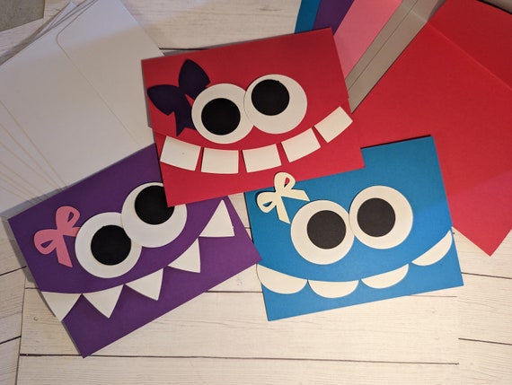 DIY Girly Monster Card Making Kit for Kids, DIY Teen Beginner Craft Set,  Cardmaking Party Activity Pack, Childrens Greeting Cards, Monsters 